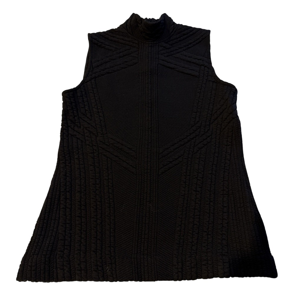 Title nine Size Small Tank Quilted Black Zipper Turtleneck Made In USA‎